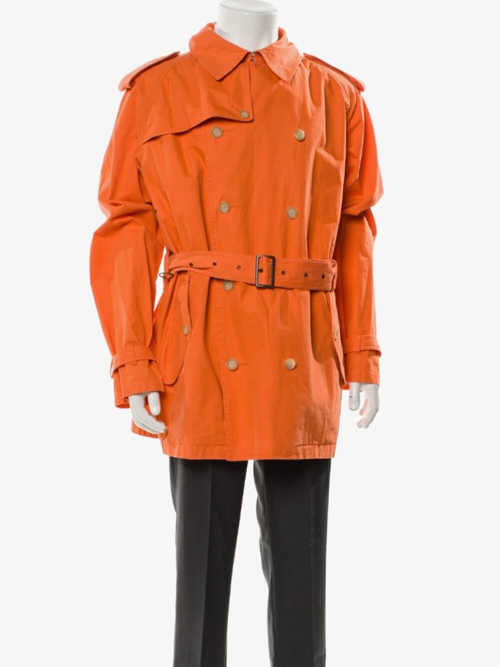 Vintage Polo Ralph Lauren Orange Trench Coat Jacket 90s Y2K